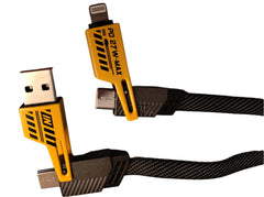 4-in-1 PD 27W fast charging cable with USB-A, USB-C, and Lightning connectors – universal compatibility.