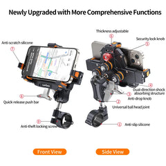 Ulti-Mount, The Heavy Duty Metal Motorcycle/Bike Phone Holder with Anti-shock + Anti-theft