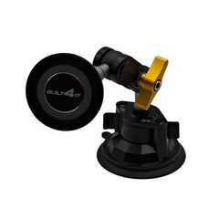 Black car mount with suction cup on a gray background