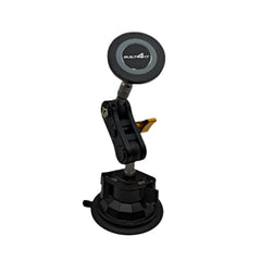 Black car mount with suction cup on a gray background