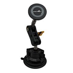 Black car mount with suction cup on a gray background