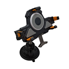Black and orange suction cup tool on a white background