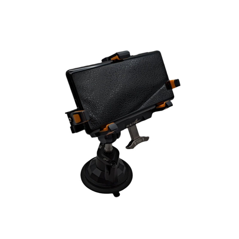 Black and orange suction cup tool on a white background