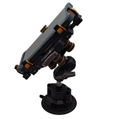 Black and orange suction cup tool on a white background
