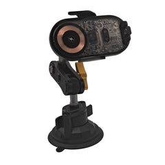Car dash mounted wireless charging phone holder and metal and silicone suction cup