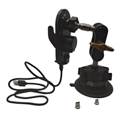 Car dash mounted wireless charging phone holder and metal and silicone suction cup