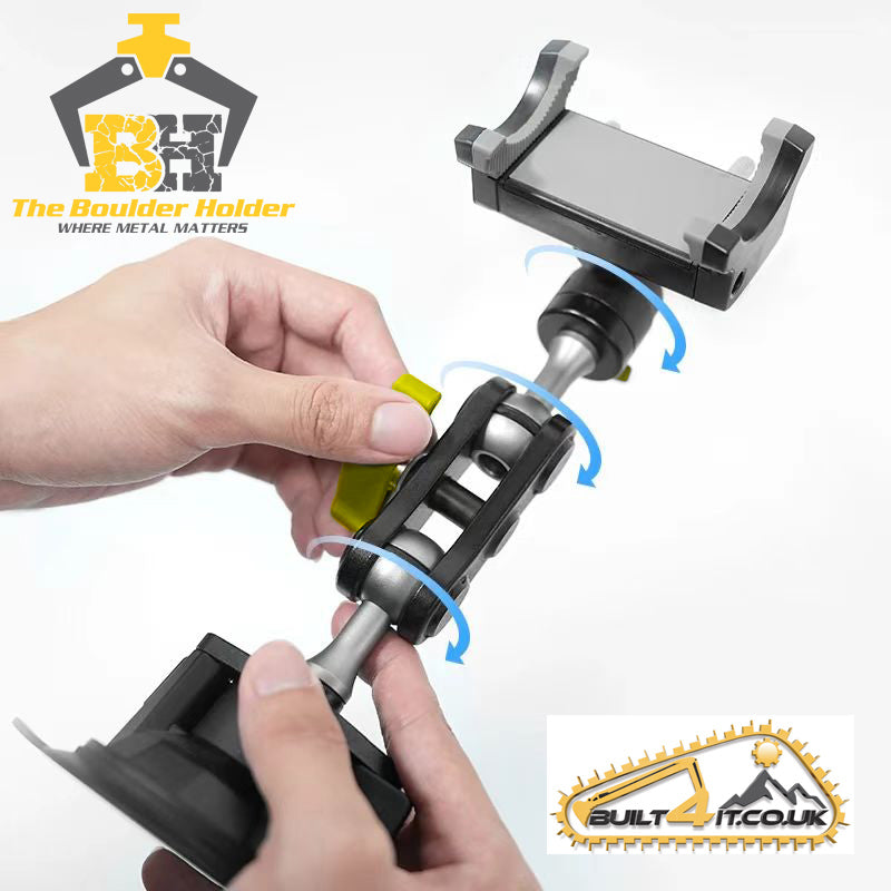 Rock-Solid Dual Suction, Heavy Duty Metal Tablet Mount with Extended Reach Bar