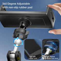 Black car phone mount with additional components on a white background