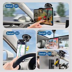 Black car phone mount with additional components on a white background