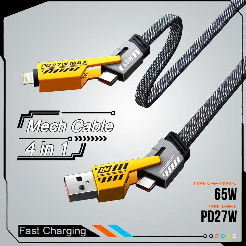 4-in-1 Rugged USB-C Charging Cable – Fast, Durable, and Versatile