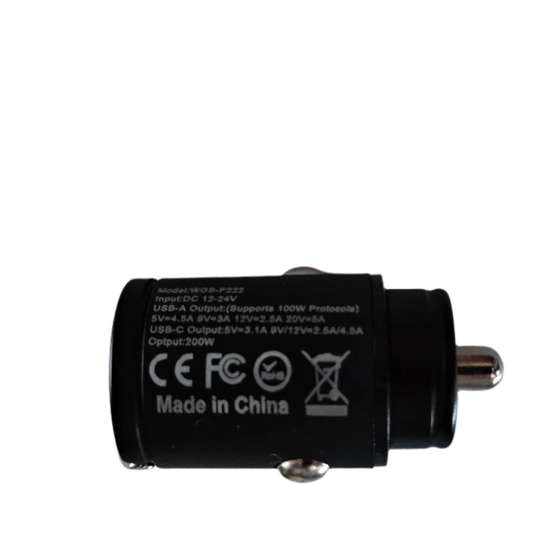 Power Trip compact dual USB car charger with USB-C and USB-A fast charging
