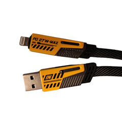 4-in-1 PD 27W fast charging cable with USB-A, USB-C, and Lightning connectors – universal compatibility.