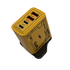 PowerCore 4-Port USB Wall Charger with Quick Charge 3.0 and 20W output, compact UK plug adapter for charging phones, tablets, cameras, and travel gadgets with heat-resistant ABS build.