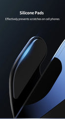 Car dash mounted wireless charging phone holder and metal and silicone suction cup